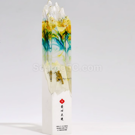 礼品订购大理石水晶奖座广告