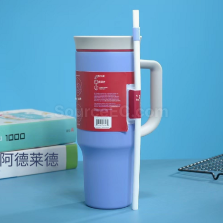 礼品订购大容量双层真空吸管保温杯广告