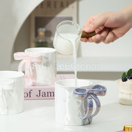 礼品订购蝴蝶结手柄陶瓷杯广告