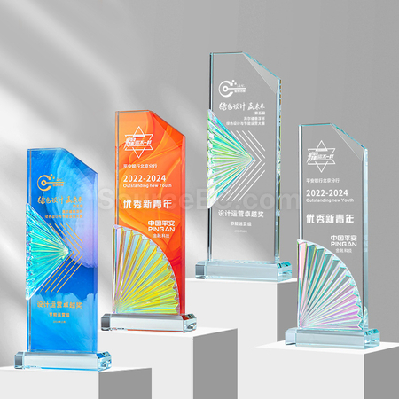 礼品订购百褶水晶奖座广告