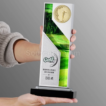 礼品订购高尔夫金属奖座广告