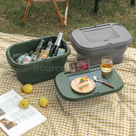 礼品订购多功能带餐具收纳盒手提桌篮广告
