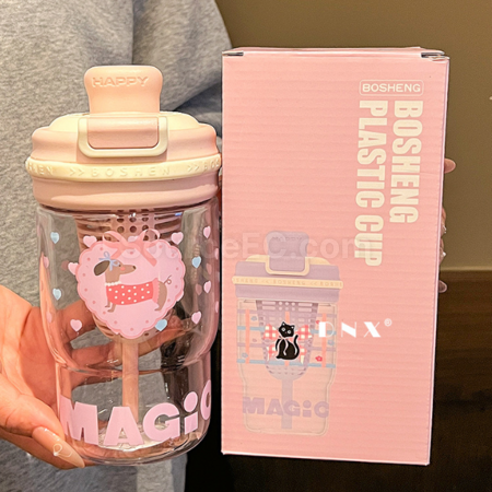 礼品订购Tritan可爱吸管水杯广告