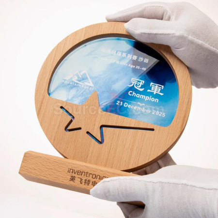 礼品订购实木水晶奖座广告