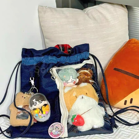 礼品订购牛仔抽绳束口双肩包痛包广告