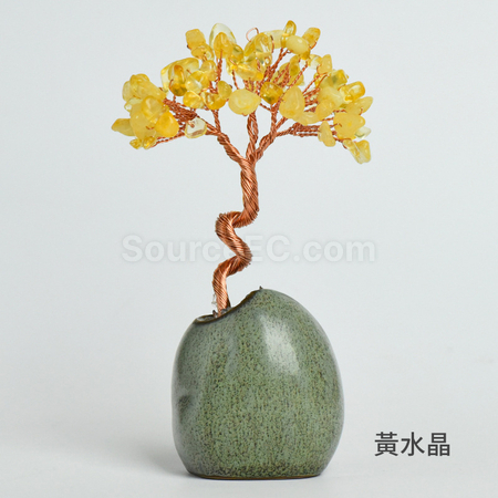 礼品订购禅意盆景水晶树广告