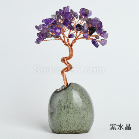 礼品订购禅意盆景水晶树广告