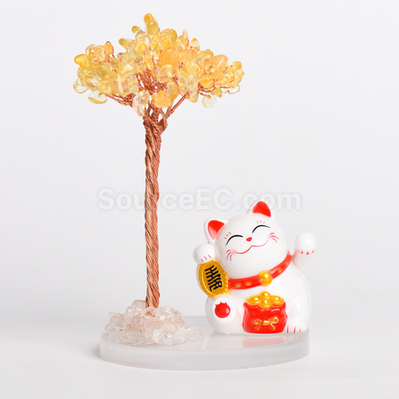 礼品订购招财猫水晶树广告