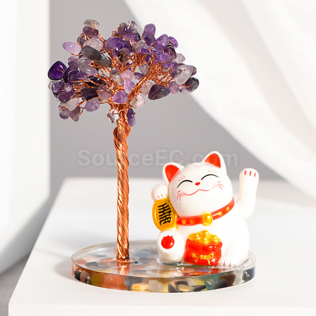 礼品订购招财猫水晶树广告