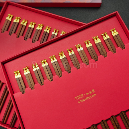 礼品订购12生肖中国红木筷子广告