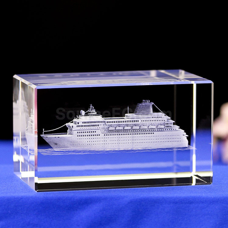 礼品订购3D内雕游轮水晶广告