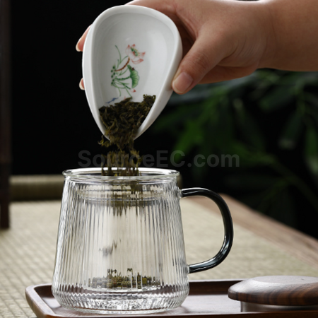 礼品订购玻璃茶水分离泡茶杯广告