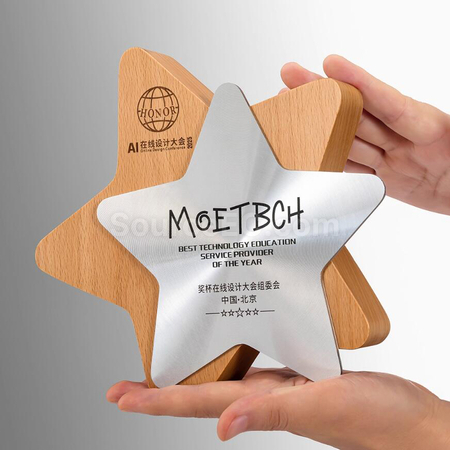 礼品订购实木金属奖座广告