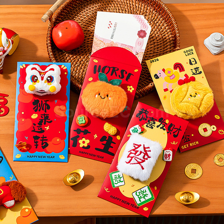 礼品订购立体刺绣毛绒红包广告
