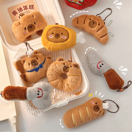 礼品订购卡皮巴拉面包毛绒公仔挂件钥匙扣广告
