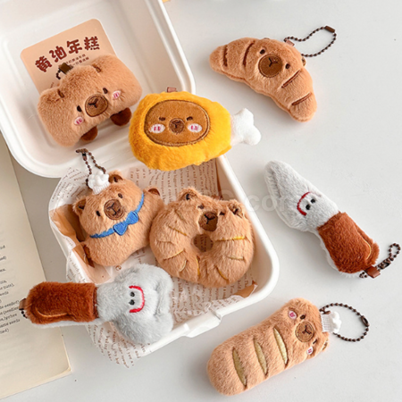 礼品订购卡皮巴拉面包毛绒公仔挂件钥匙扣广告