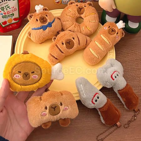 卡皮巴拉面包毛绒公仔挂件钥匙扣