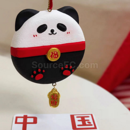 礼品订购手绘熊猫香薰石膏挂件广告