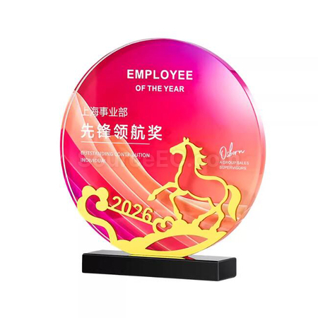 礼品订购马年水晶奖座广告