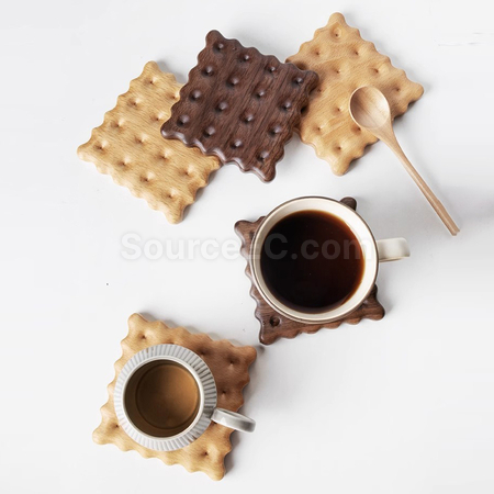 实木饼干隔热杯垫