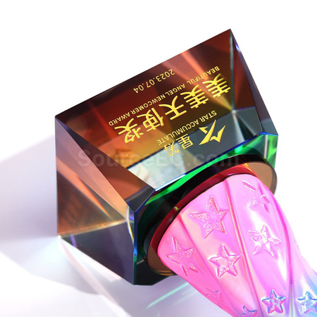 礼品订购炫彩水晶奖座广告