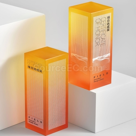 礼品订购渐变水晶立柱奖杯广告