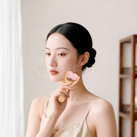 礼品订购粉晶玉石滚轮按摩器广告