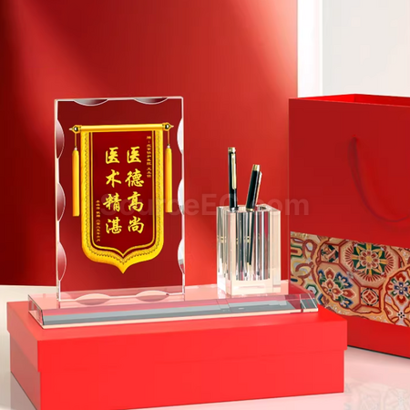 礼品订购水晶锦旗桌面摆件广告