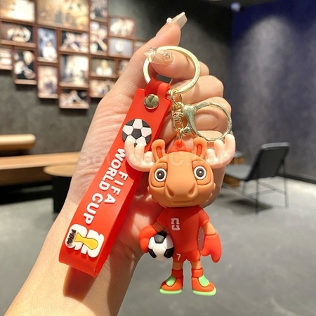 礼品订购美加墨世界杯吉祥物钥匙扣挂件广告