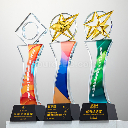 礼品订购五角星水晶奖座广告