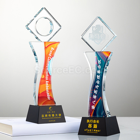 礼品订购五角星水晶奖座广告