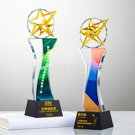 礼品订购五角星水晶奖座广告