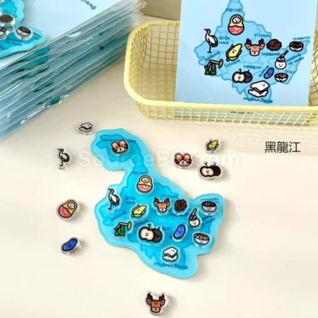 礼品订购定制亚克力地图冰箱贴广告