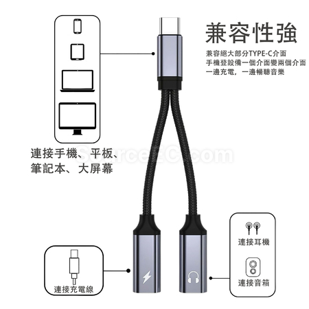 礼品订购Type-C二合一耳机充电扩充器广告