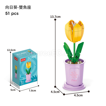 礼品订购咖啡杯植物系列积木-12星座守护花系列广告