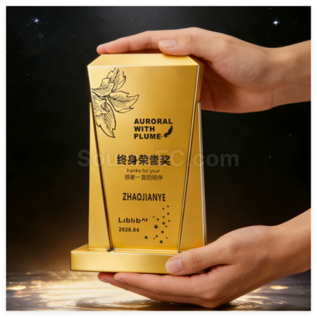礼品订购创意金属质感奖杯广告