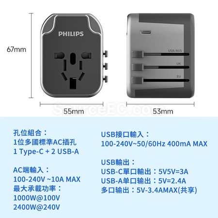 礼品订购Philips旅行轉換插座广告