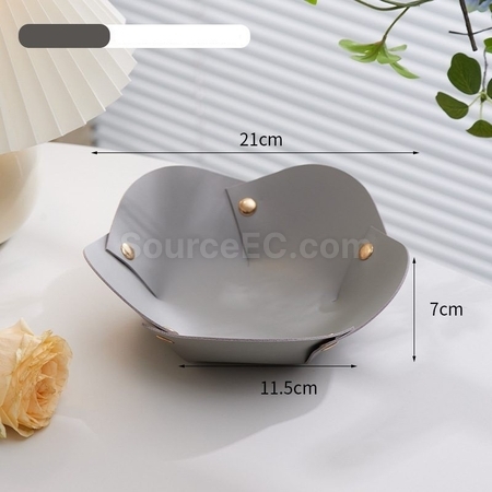 礼品订购花朵形状PU皮革折叠收纳盘广告