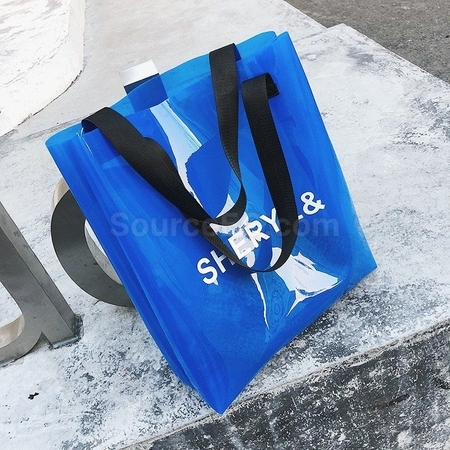 礼品订购PVC塑料果冻包炫彩镭射透明手提袋广告