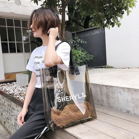 PVC塑料果冻包炫彩镭射透明手提袋
