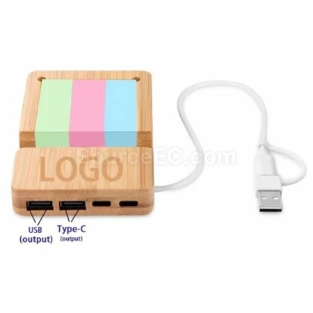 礼品订购带 USB Type‑C 拓展坞的竹制桌面收纳架兼手机支架广告