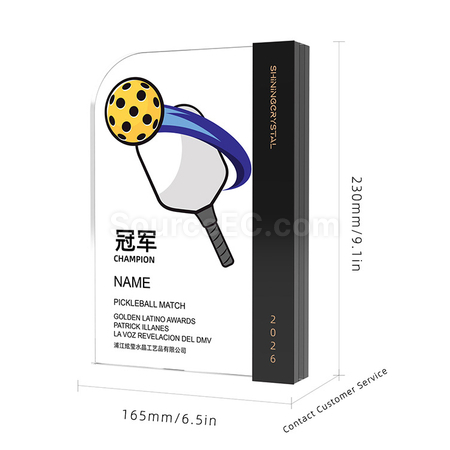 礼品订购匹克球水晶奖座广告