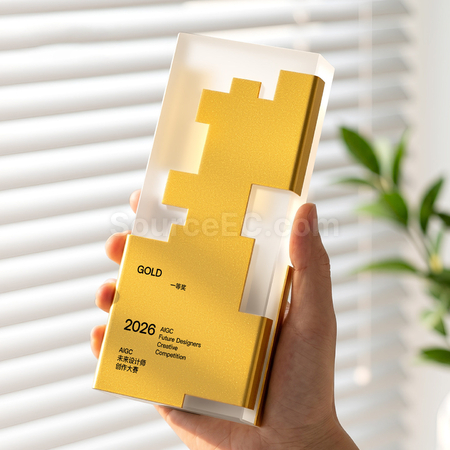 礼品订购水晶金属奖座广告