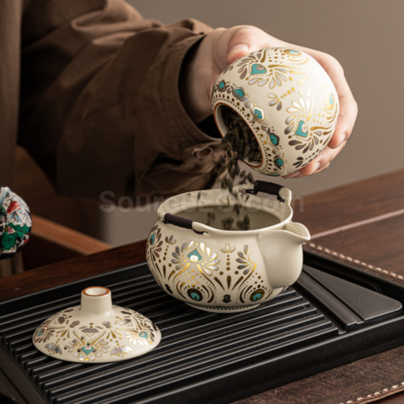 礼品订购敦煌风翎陶瓷旅行茶具套装广告