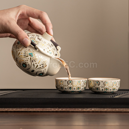 礼品订购敦煌风翎陶瓷旅行茶具套装广告