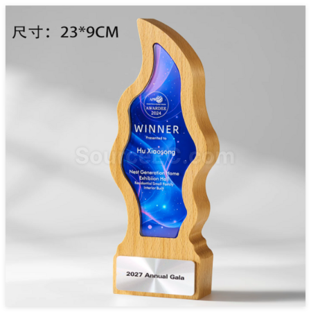 礼品订购创意木质水晶奖座广告