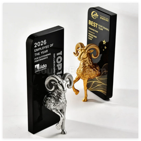 礼品订购创意领头羊造型树脂奖杯广告