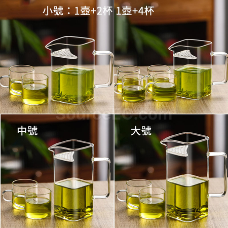 礼品订购月牙过滤玻璃茶壶玻璃杯套装广告