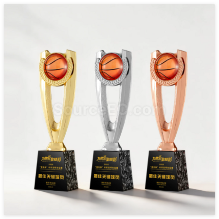 礼品订购篮球金属奖座广告