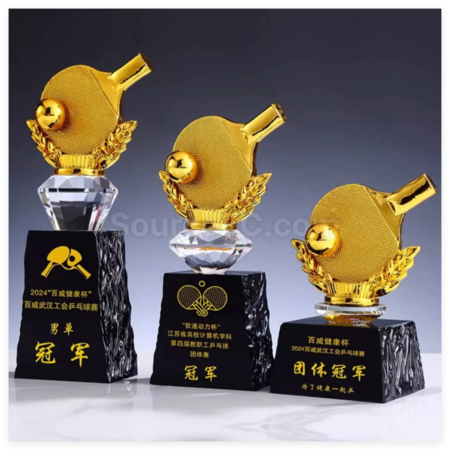 礼品订购乒乓球金属奖座广告